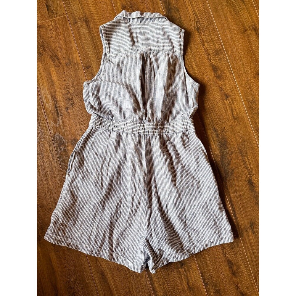Adorable Anthropologie Blue White Stripe Collar Sleeveless Romper Size 6 - Picture 4 of 5